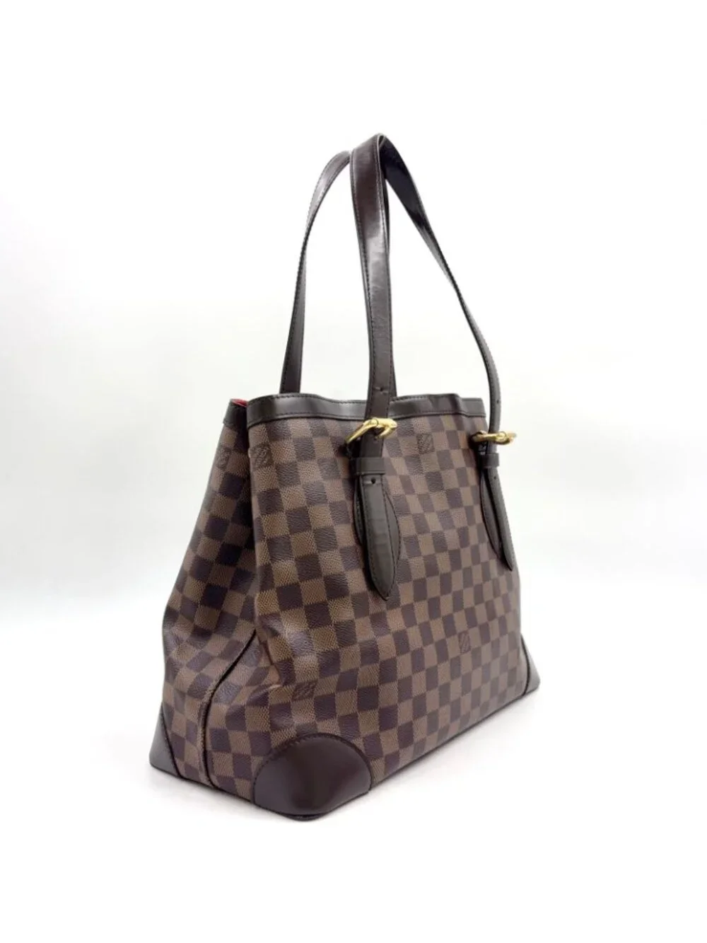Louis Vuitton Hampstead MM Damier Ebene Leather Brown Tote Gold